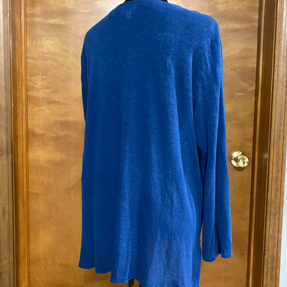 J. Jill Love Linen Women's Open Front Cardigan Sweater XL Blue - Picture 2 of 6